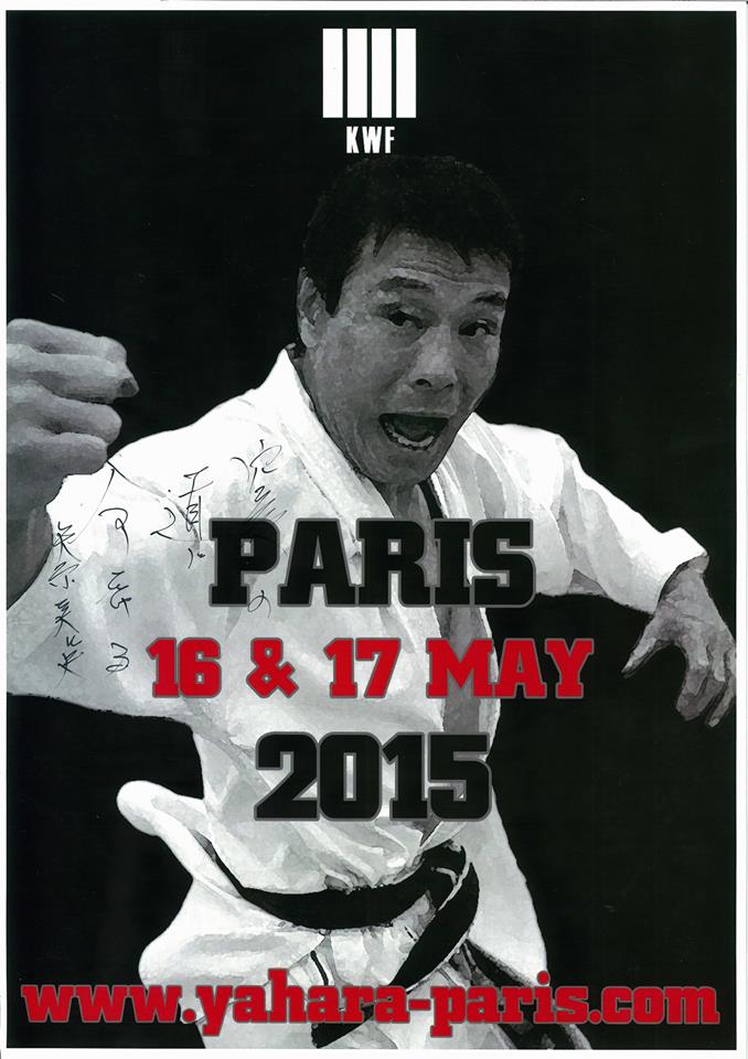 Poster of the KWF Paris Mastercamp autographed by Yahara Shihan - "Karate no michi ni inochi wo kakeru" 